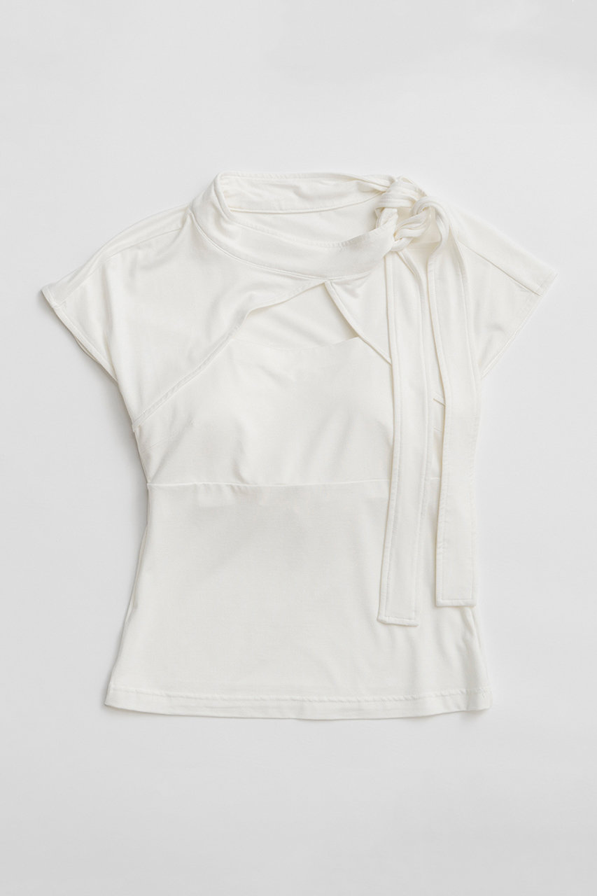 メゾンスペシャル/MAISON SPECIALの【予約販売】Cut-Out Bow Tie Bolero Layered Top/カットアウトボウタイボレロレイヤードトップ(WHT(ホワイト)/21261415213)