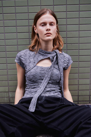 メゾンスペシャル/MAISON SPECIALの【予約販売】Cut-Out Bow Tie Bolero Layered Top/カットアウトボウタイボレロレイヤードトップ(110400/110402)