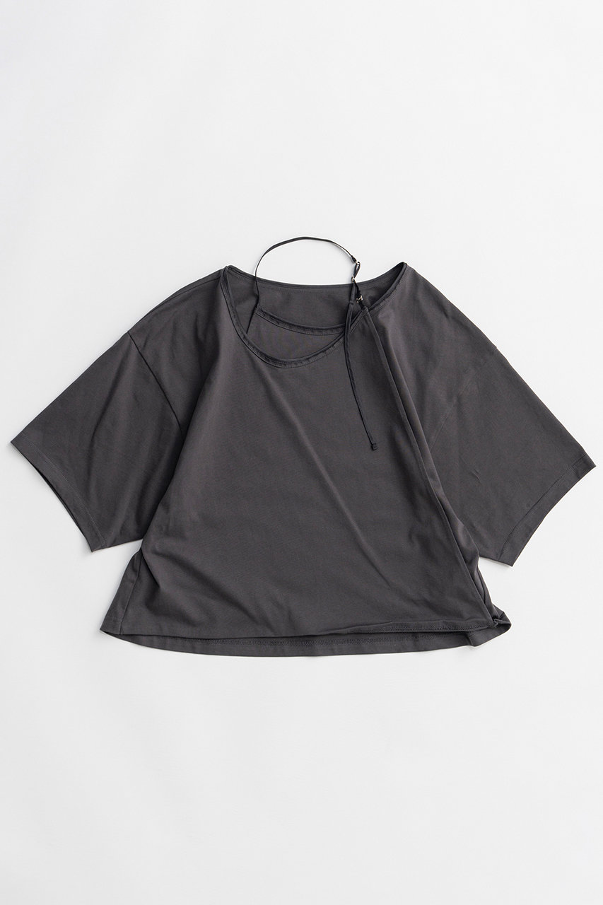 メゾンスペシャル/MAISON SPECIALの【予約販売】Cashmere Neck Short T-Shirt/カシュクールネックショートTシャツ(C.GRY(チャコールグレー)/21261415823)