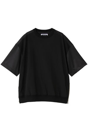 メゾンスペシャル/MAISON SPECIALの【UNISEX】サテン切替サイドZIP Tシャツ