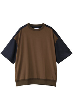 メゾンスペシャル/MAISON SPECIALの【UNISEX】サテン切替サイドZIP Tシャツ