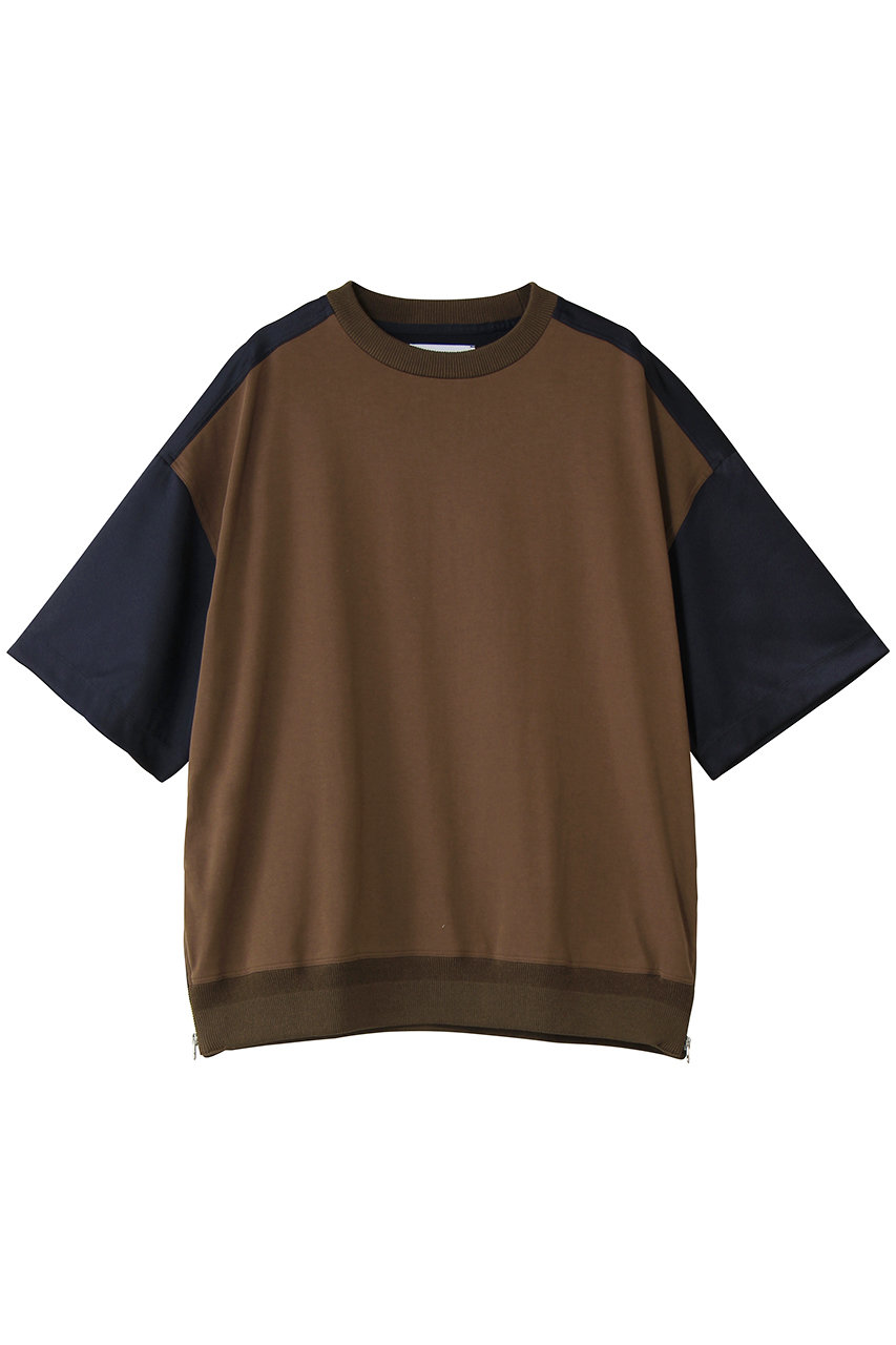 メゾンスペシャル/MAISON SPECIALの【UNISEX】サテン切替サイドZIP Tシャツ(MLT1(マルチカラー)/11251411338)