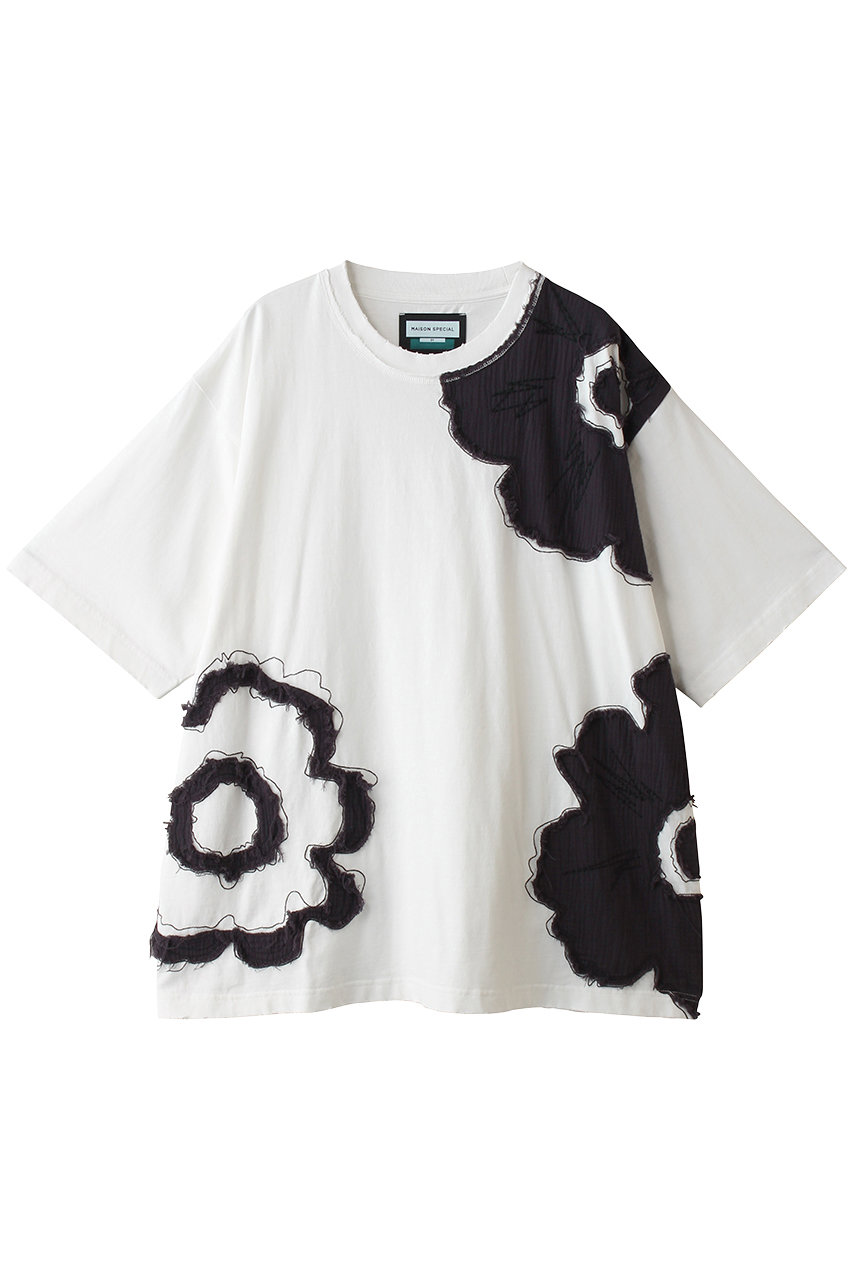 メゾンスペシャル/MAISON SPECIALの【UNISEX】フラワーパッチクルーネックTEE(WHT(ホワイト)/11261411707)