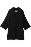 【UNISEX】シアーレースメッシュ ニットポロシャツ