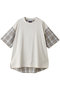 【UNISEX】異素材切替 チェックコンビネーション S/S TEE メゾンスペシャル/MAISON SPECIAL G.BGE(グレーベージュ)