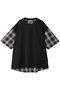 【UNISEX】異素材切替 チェックコンビネーション S/S TEE メゾンスペシャル/MAISON SPECIAL BLK(ブラック)