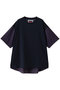 【UNISEX】異素材切替 チェックコンビネーション S/S TEE メゾンスペシャル/MAISON SPECIAL NVY(ネイビー)