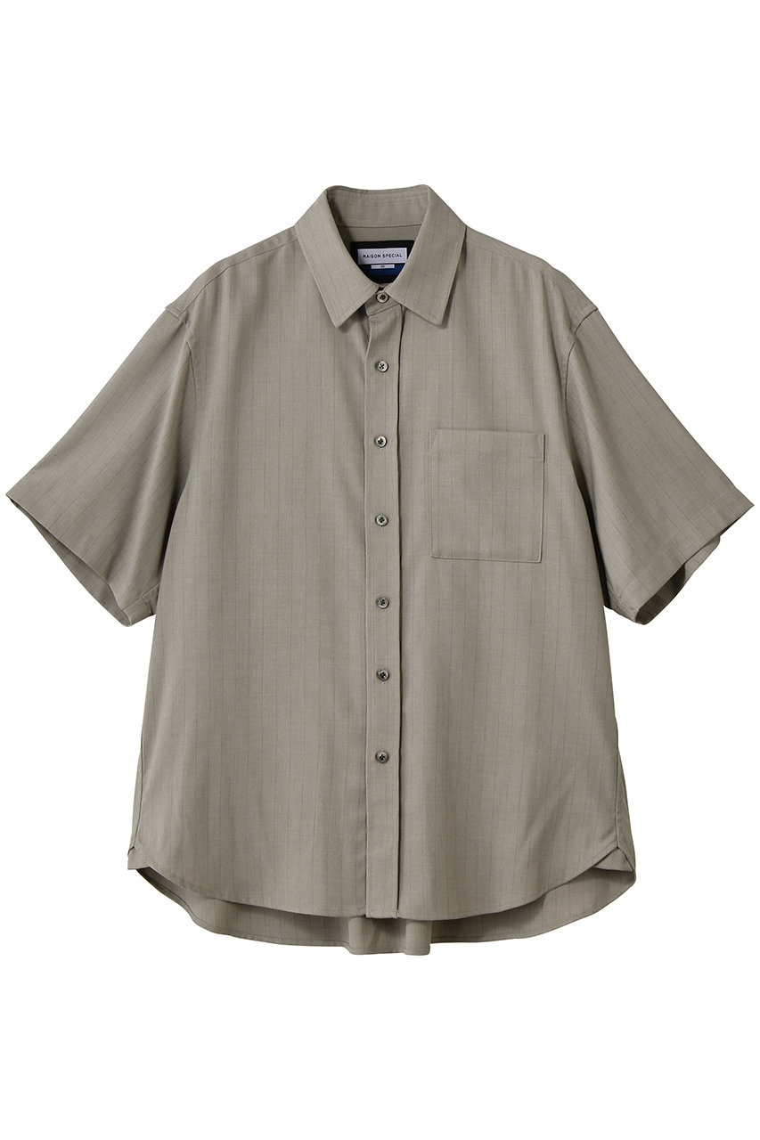 メゾンスペシャル/MAISON SPECIALの【UNISEX】Airyストライプギャバジン Prime-Over S/S シャツ(G.BGE(グレーベージュ)/11261311637)