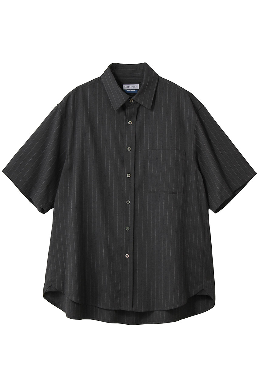 メゾンスペシャル/MAISON SPECIALの【UNISEX】Airyストライプギャバジン Prime-Over S/S シャツ(C.GRY(チャコールグレー)/11261311637)
