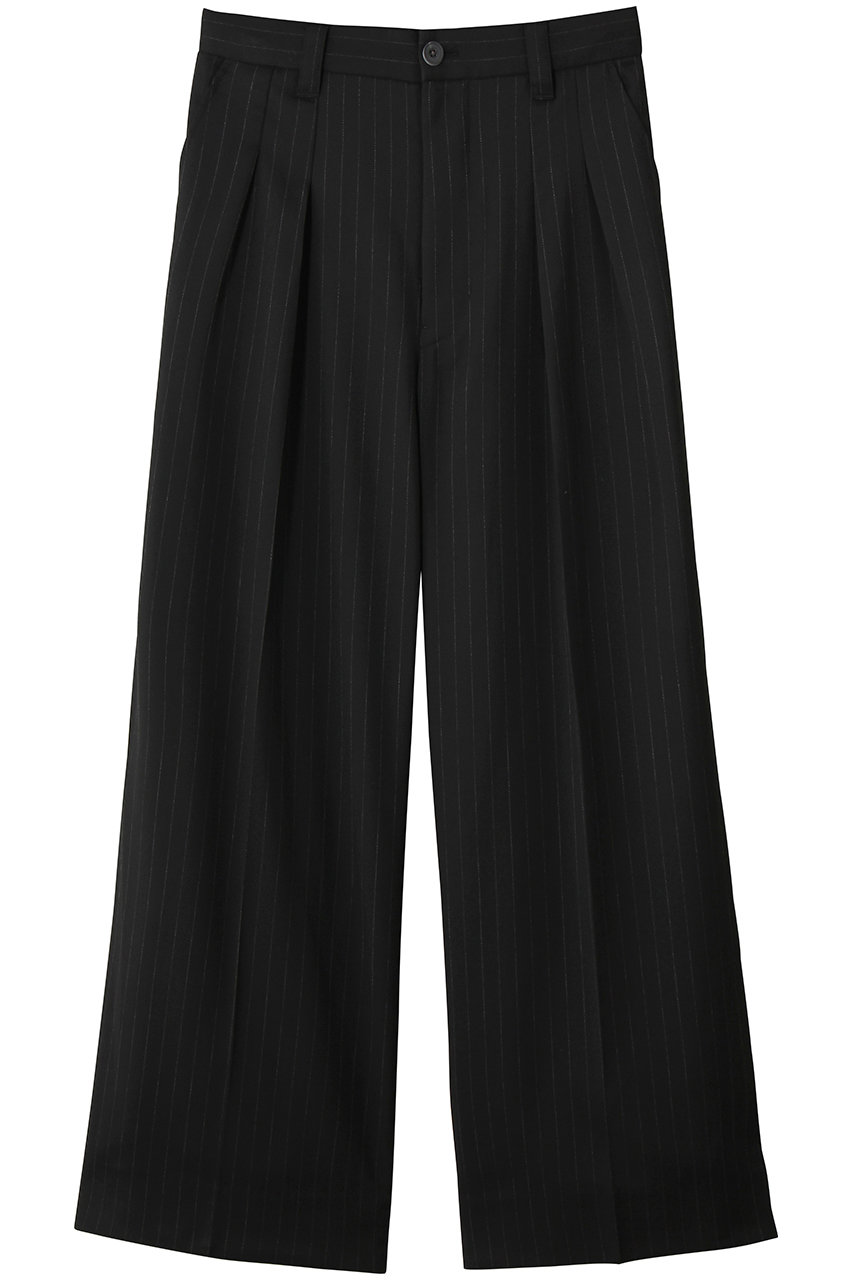 メゾンスペシャル/MAISON SPECIALの【UNISEX】Airyストライプギャバジン ワンタックワイドパンツ(BLK(ブラック)/11261461623)