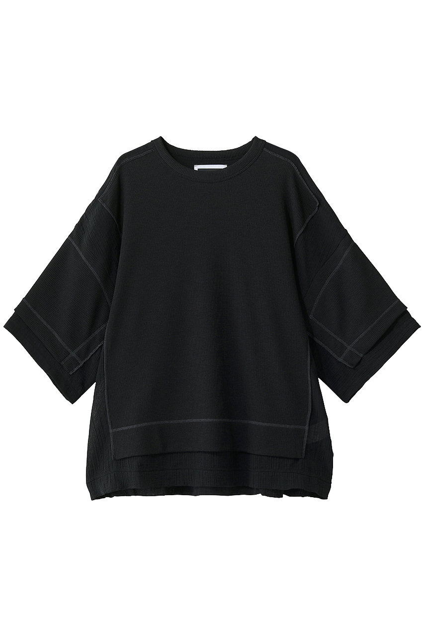 メゾンスペシャル/MAISON SPECIALの【UNISEX】異素材ドッキング DRYワッフル S/S TEE(BLK(ブラック)/11261411353)