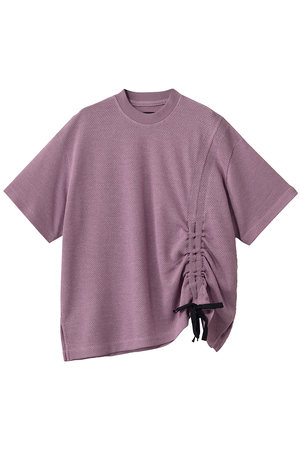 メゾンスペシャル/MAISON SPECIALの【UNISEX】ラッセルメッシュ アシンメトリーシャーリングTEE S/S