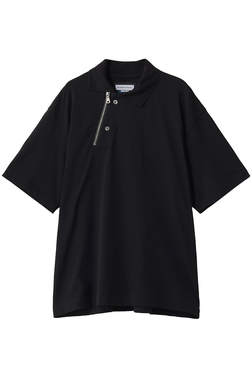 メゾンスペシャル/MAISON SPECIALの【UNISEX】アシンメトリーフロント ZIP S/S ポロシャツ(BLK(ブラック)/11261411605)