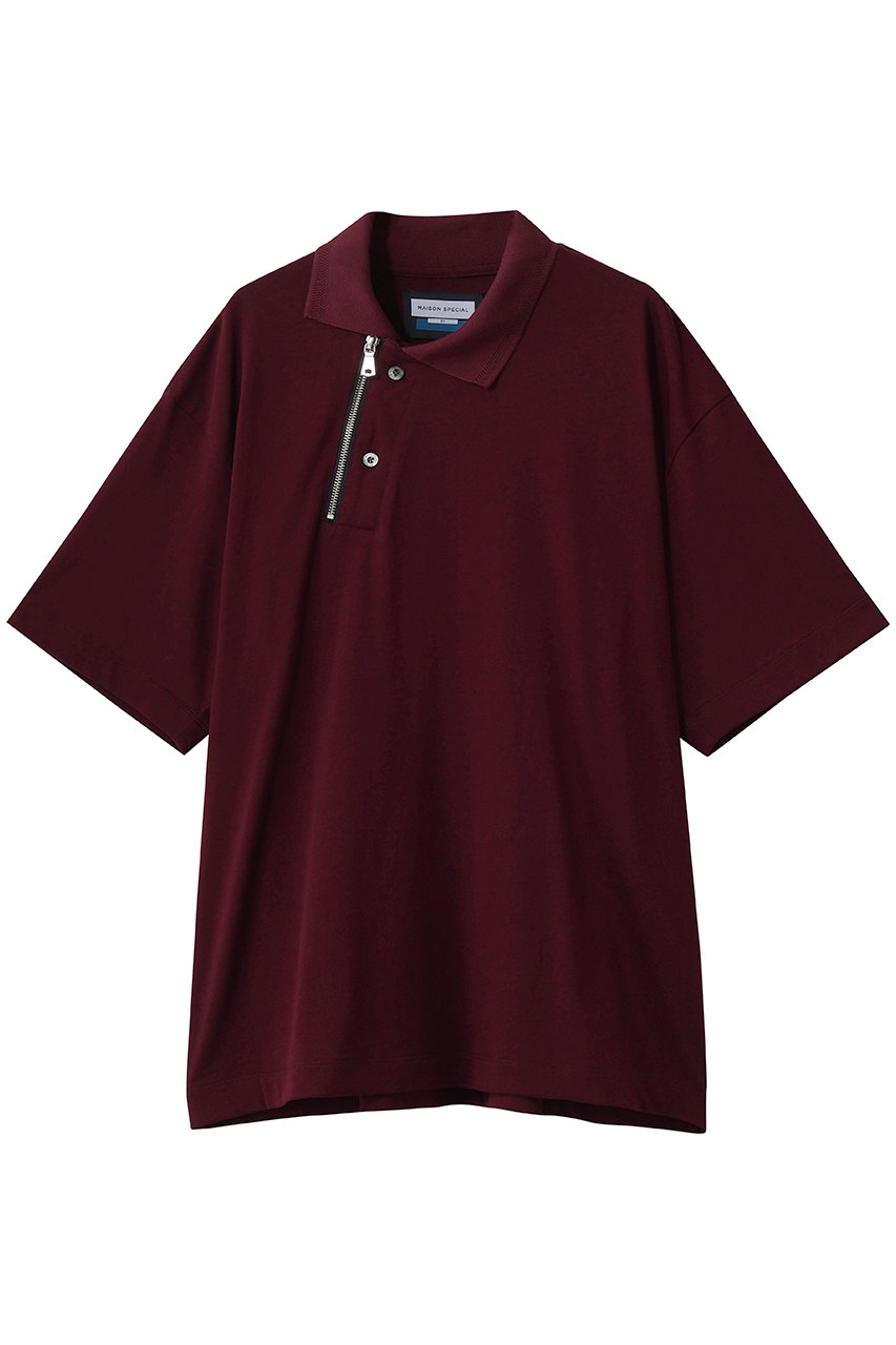 メゾンスペシャル/MAISON SPECIALの【UNISEX】アシンメトリーフロント ZIP S/S ポロシャツ(BGD(バーガンディー)/11261411605)