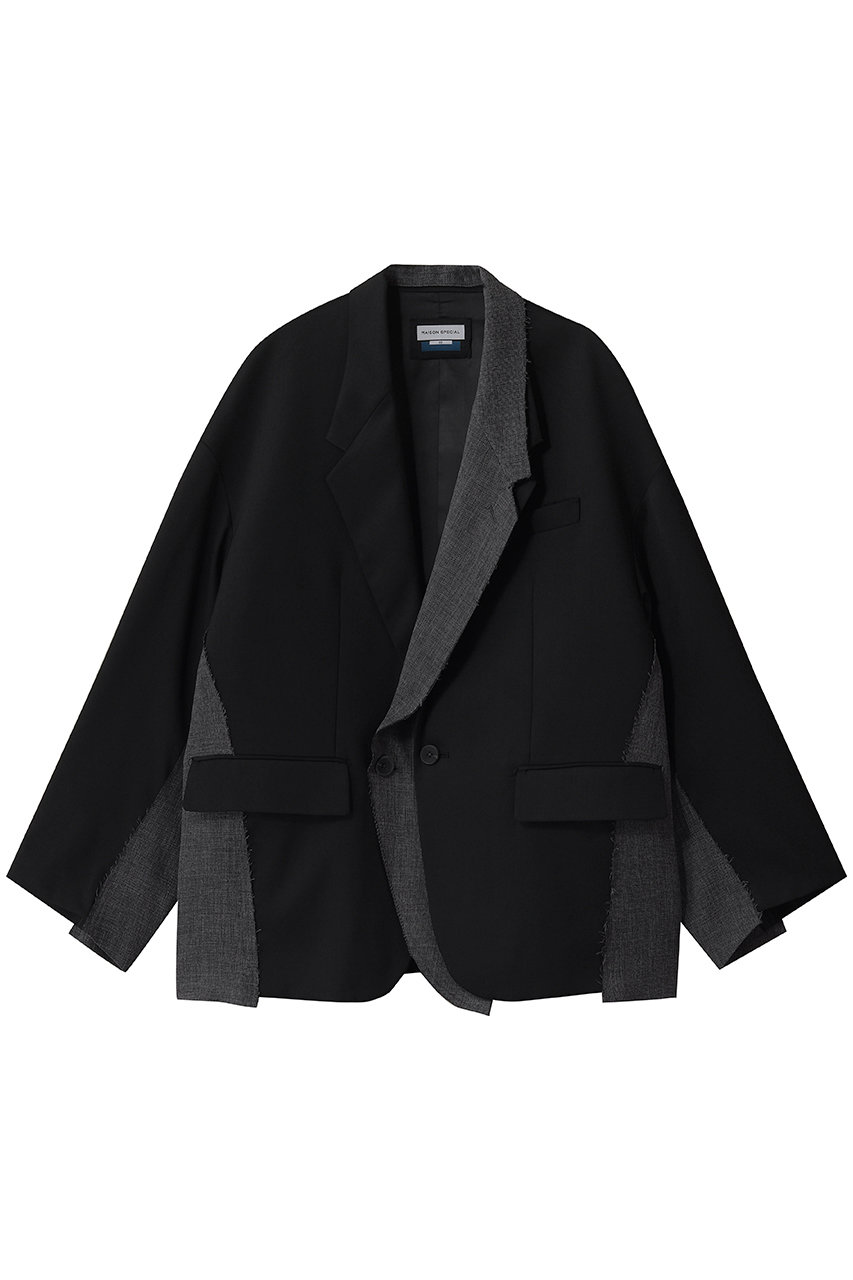 メゾンスペシャル/MAISON SPECIALの【UNISEX】カットオフ レイヤリングジャケット(BLK(ブラック)/11261111501)