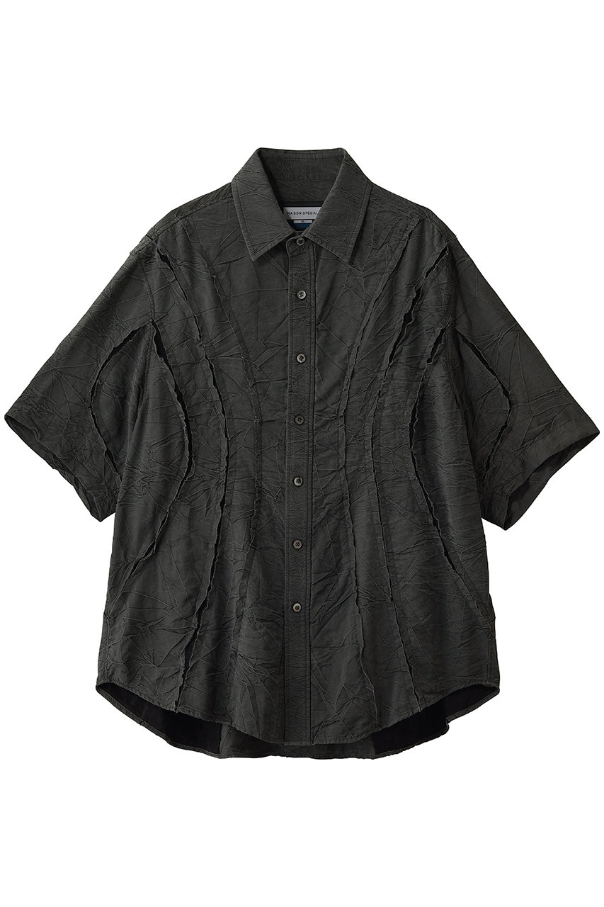 メゾンスペシャル/MAISON SPECIALの【UNISEX】タックワッシャーリネン ツギハギS/Sシャツ(GRY(グレー)/11261311508)