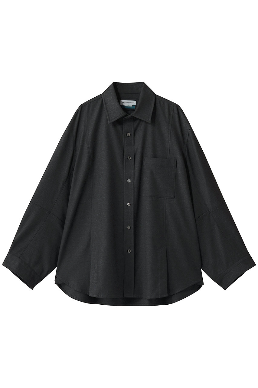 メゾンスペシャル/MAISON SPECIALの【UNISEX】TWドレーパリーギャバジン オボイドスリーブシャツL/S(C.GRY(チャコールグレー)/11262311601)