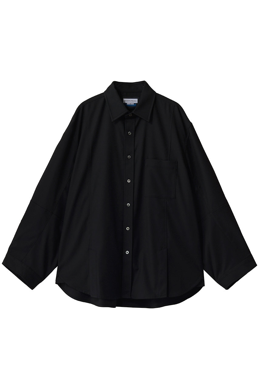 メゾンスペシャル/MAISON SPECIALの【UNISEX】TWドレーパリーギャバジン オボイドスリーブシャツL/S(BLK(ブラック)/11262311601)