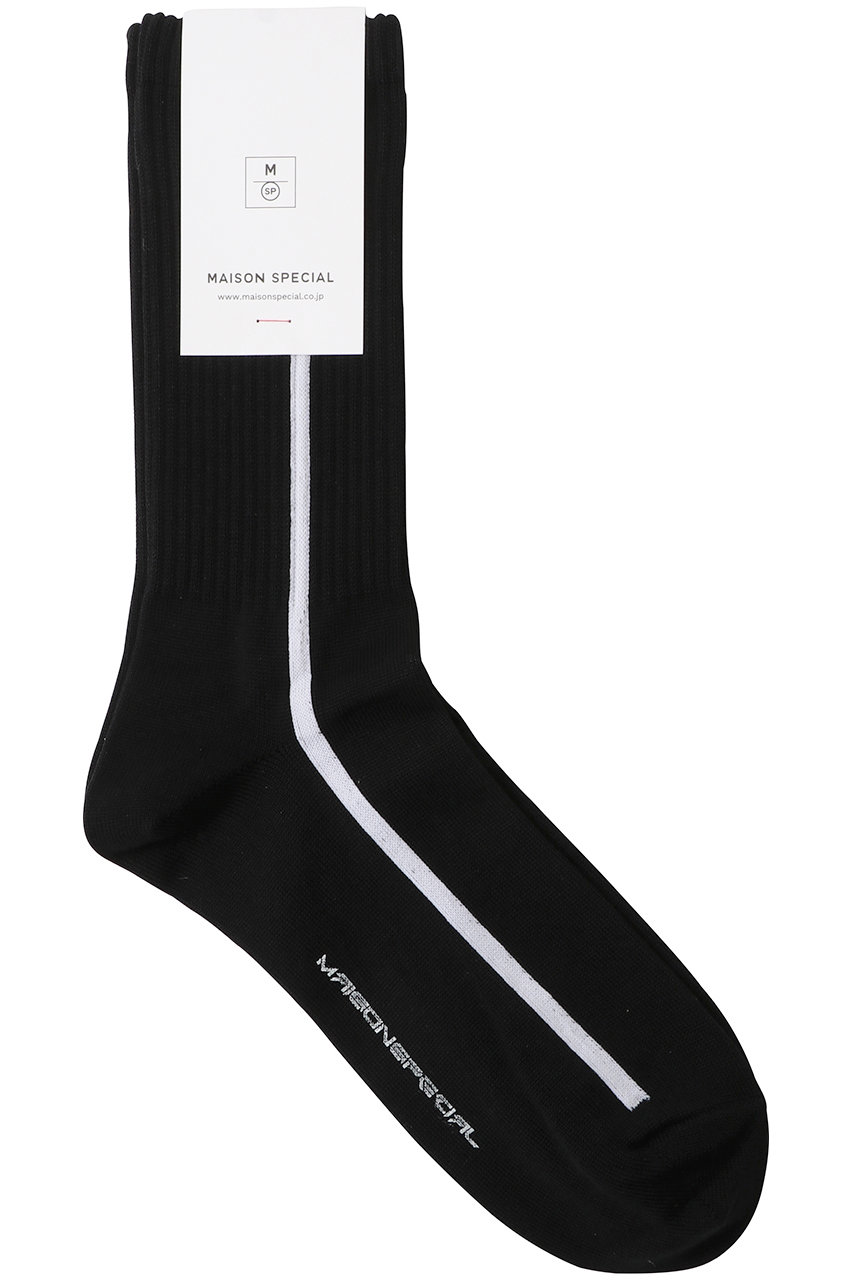 メゾンスペシャル/MAISON SPECIALのシルケットラインソックス(BLK(ブラック)/11269661304)