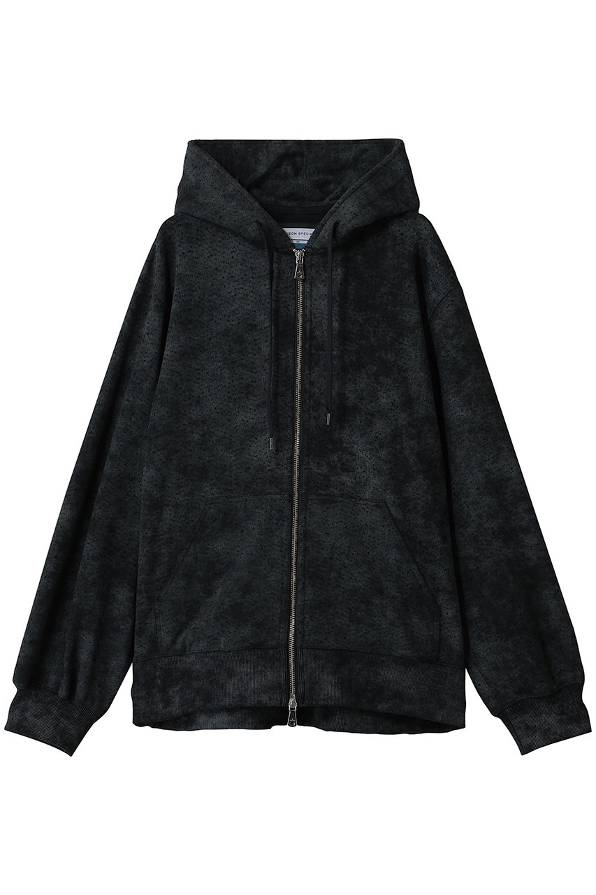 メゾンスペシャル/MAISON SPECIALの【UNISEX】グランジダメージ ZIPパーカー(BLK(ブラック)/11262411603)