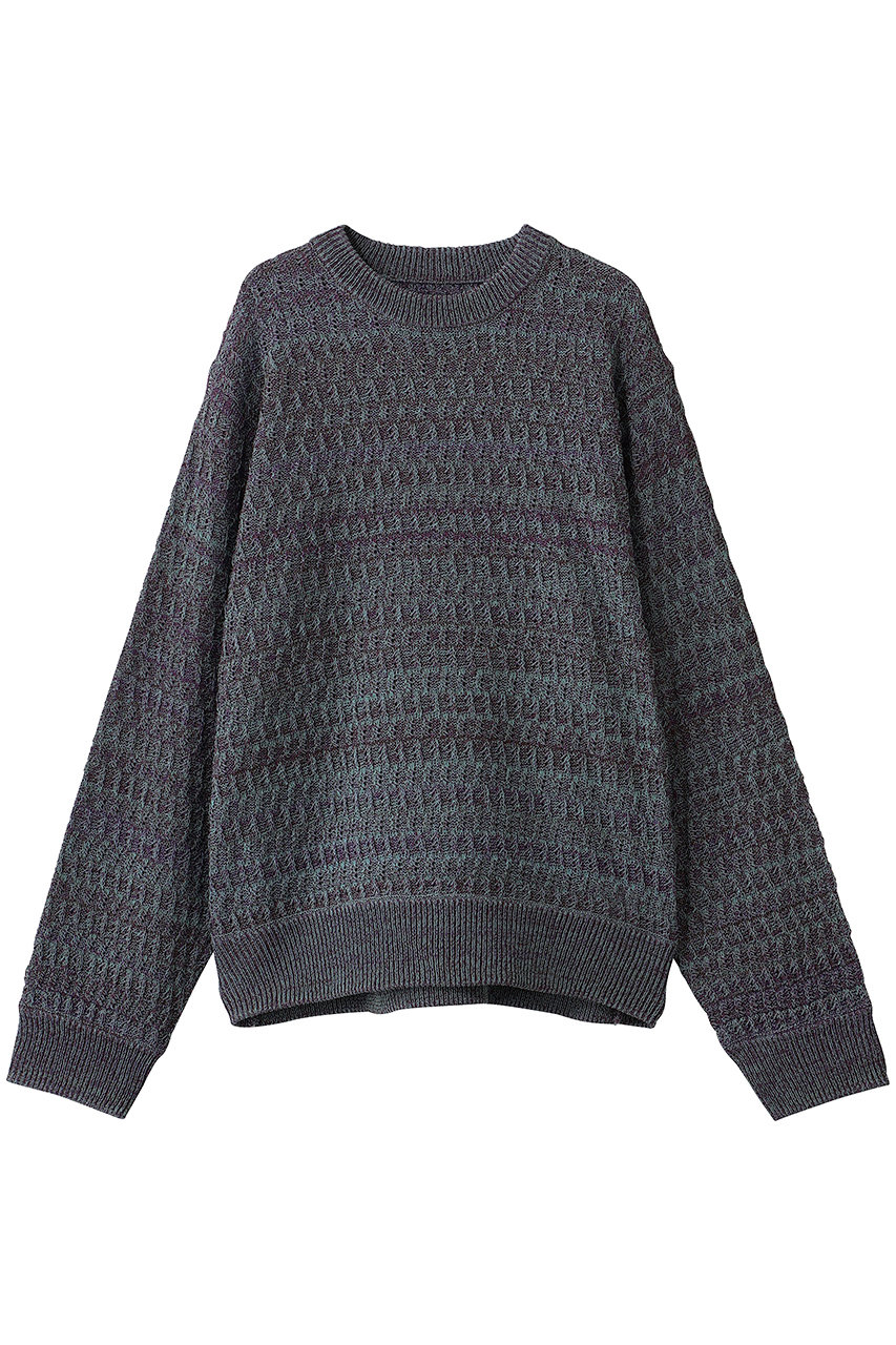 メゾンスペシャル/MAISON SPECIALの【UNISEX】シアー MIXボーダーニットクルーネック(PPL(パープル)/11262361607)