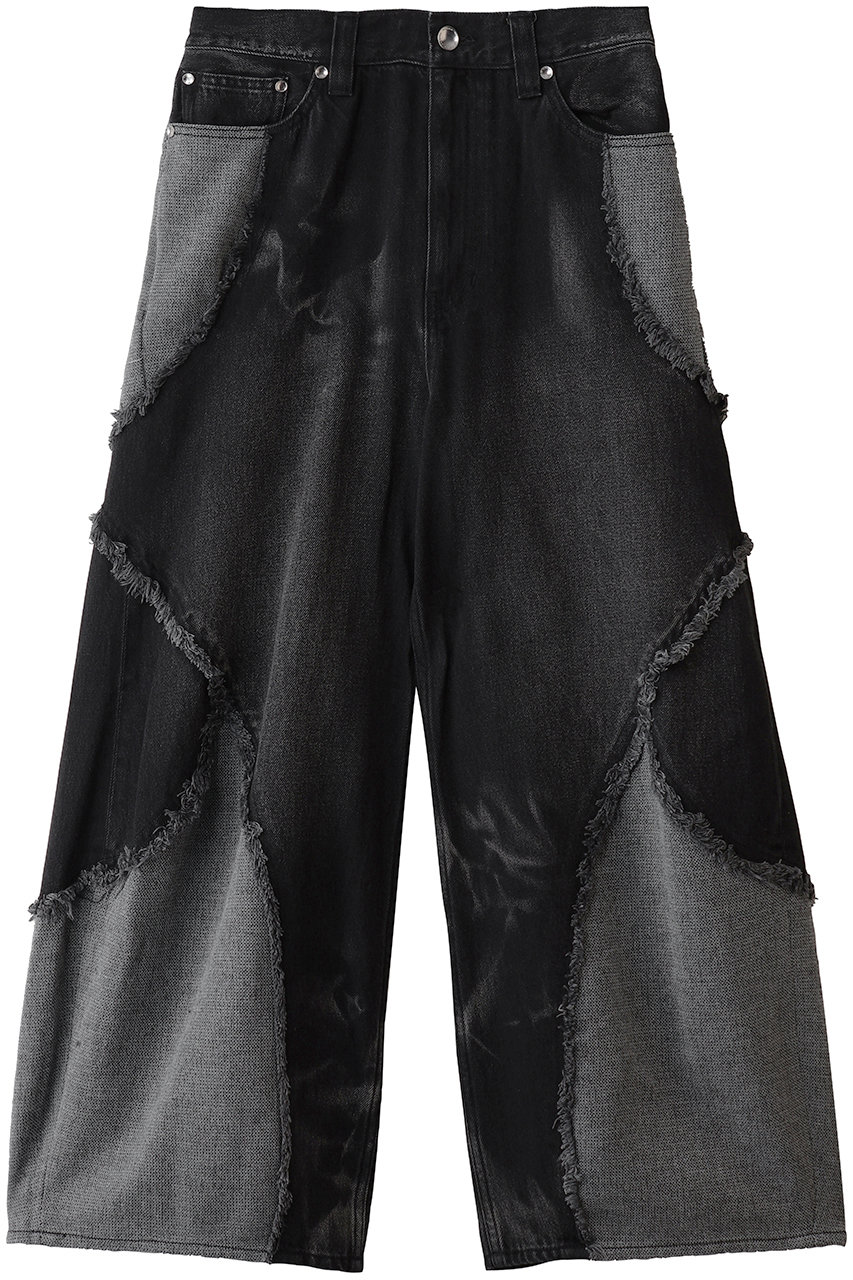 MAISON SPECIAL 【UNISEX】異素材切替デニムパンツ (BLK(ブラック), 0) メゾンスペシャル ELLE SHOP