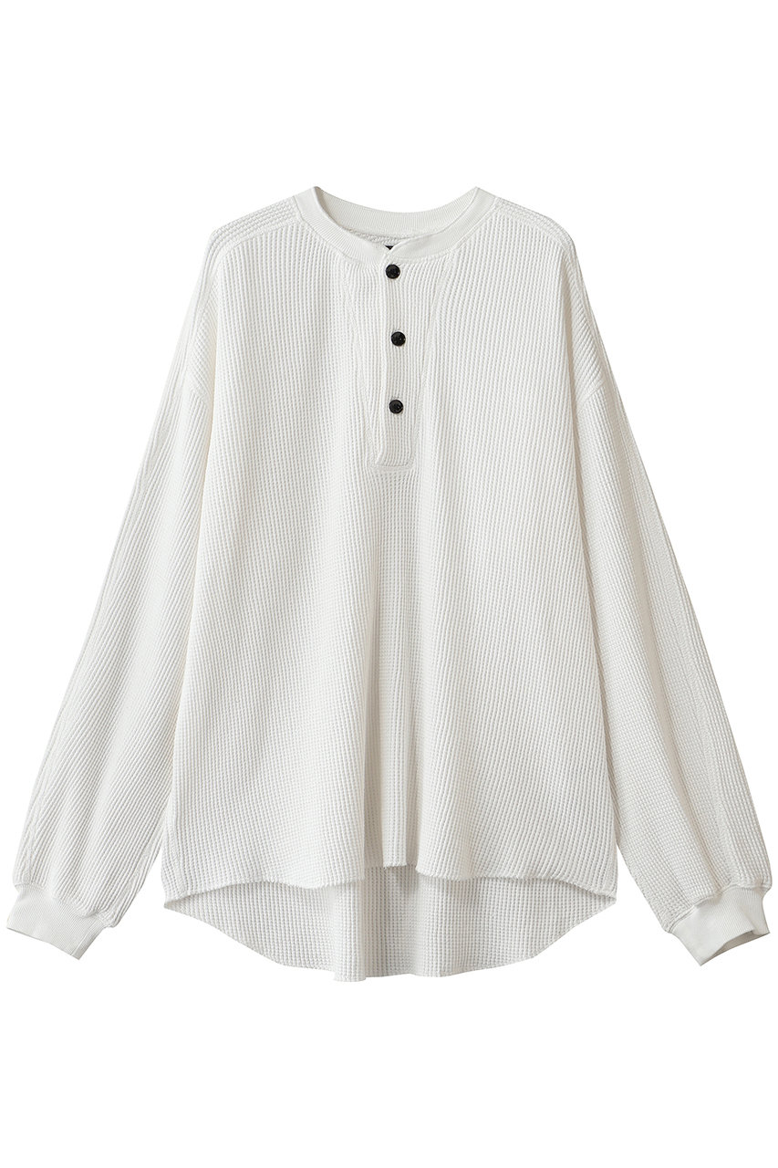 MAISON SPECIAL 【UNISEX】ワッフルヘンリーネック L/S TEE (WHT(ホワイト), 0) メゾンスペシャル ELLE SHOP