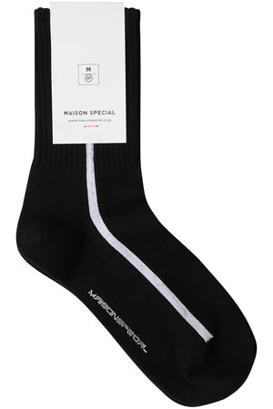 メゾンスペシャル/MAISON SPECIALの【UNISEX】シルケットラインソックス ミドルレングス