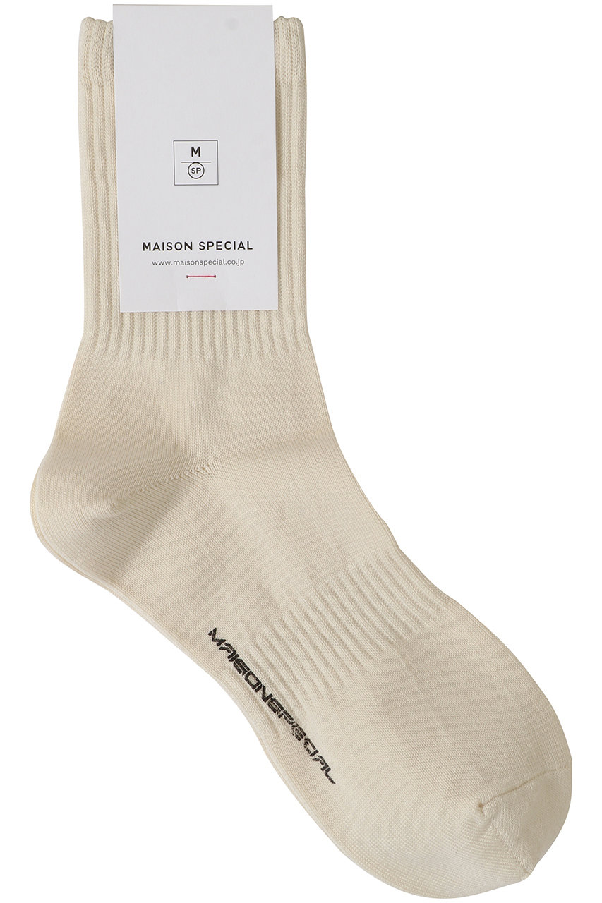 MAISON SPECIAL 【UNISEX】シルケットリブソックス ミドルレングス (IVR(アイボリー), FREE) メゾンスペシャル ELLE SHOP