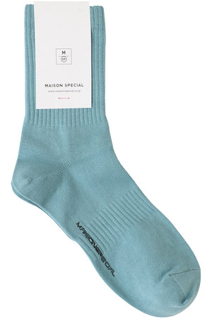 メゾンスペシャル/MAISON SPECIALの【UNISEX】シルケットリブソックス ミドルレングス