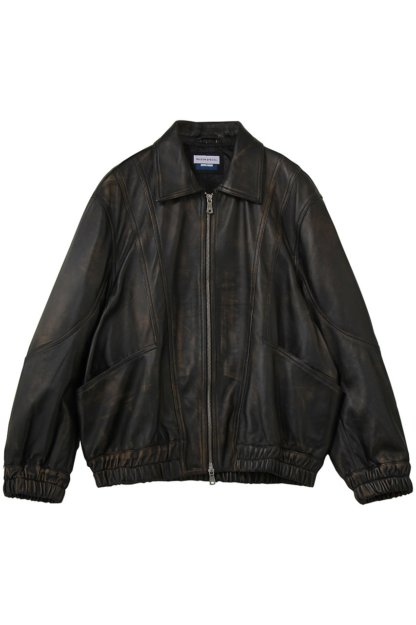 MAISON SPECIAL 【UNISEX】SHEEPレザー 襟付き切替レザーブルゾン (BRN(ブラウン), 2) メゾンスペシャル ELLE SHOP