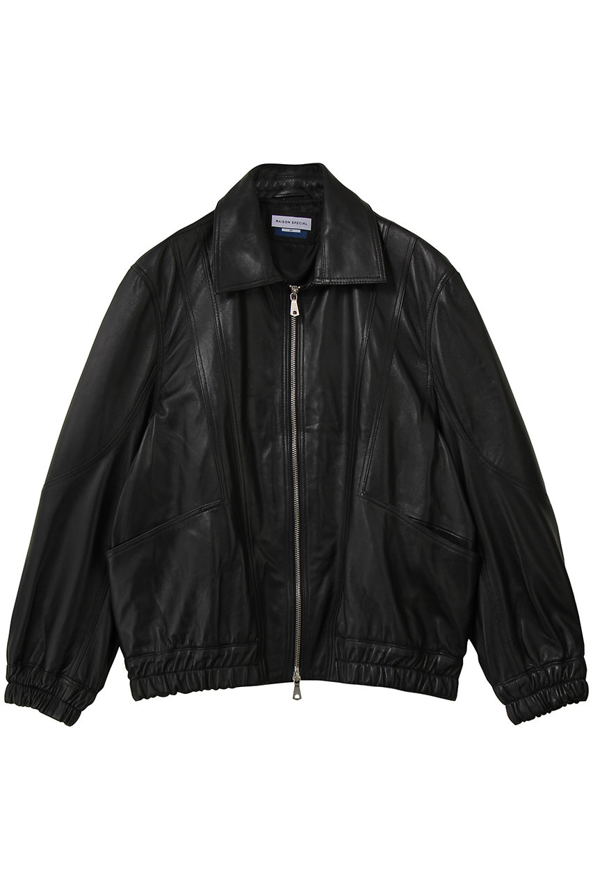 MAISON SPECIAL 【UNISEX】SHEEPレザー 襟付き切替レザーブルゾン (BLK(ブラック), 2) メゾンスペシャル ELLE SHOP