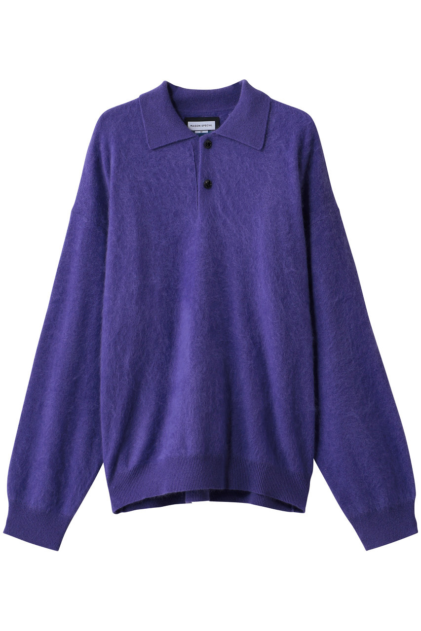MAISON SPECIAL 【UNISEX】Super140 EX FINE MERINO ニットポロシャツ (PPL(パープル), 0) メゾンスペシャル ELLE SHOP