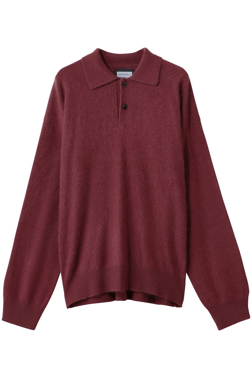 MAISON SPECIAL 【UNISEX】Super140 EX FINE MERINO ニットポロシャツ (BGD(バーガンディー), 0) メゾンスペシャル ELLE SHOP