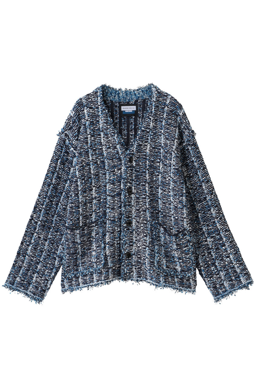 MAISON SPECIAL 【UNISEX】ツイードニットカーデ (BLU(ブルー), 1) メゾンスペシャル ELLE SHOP