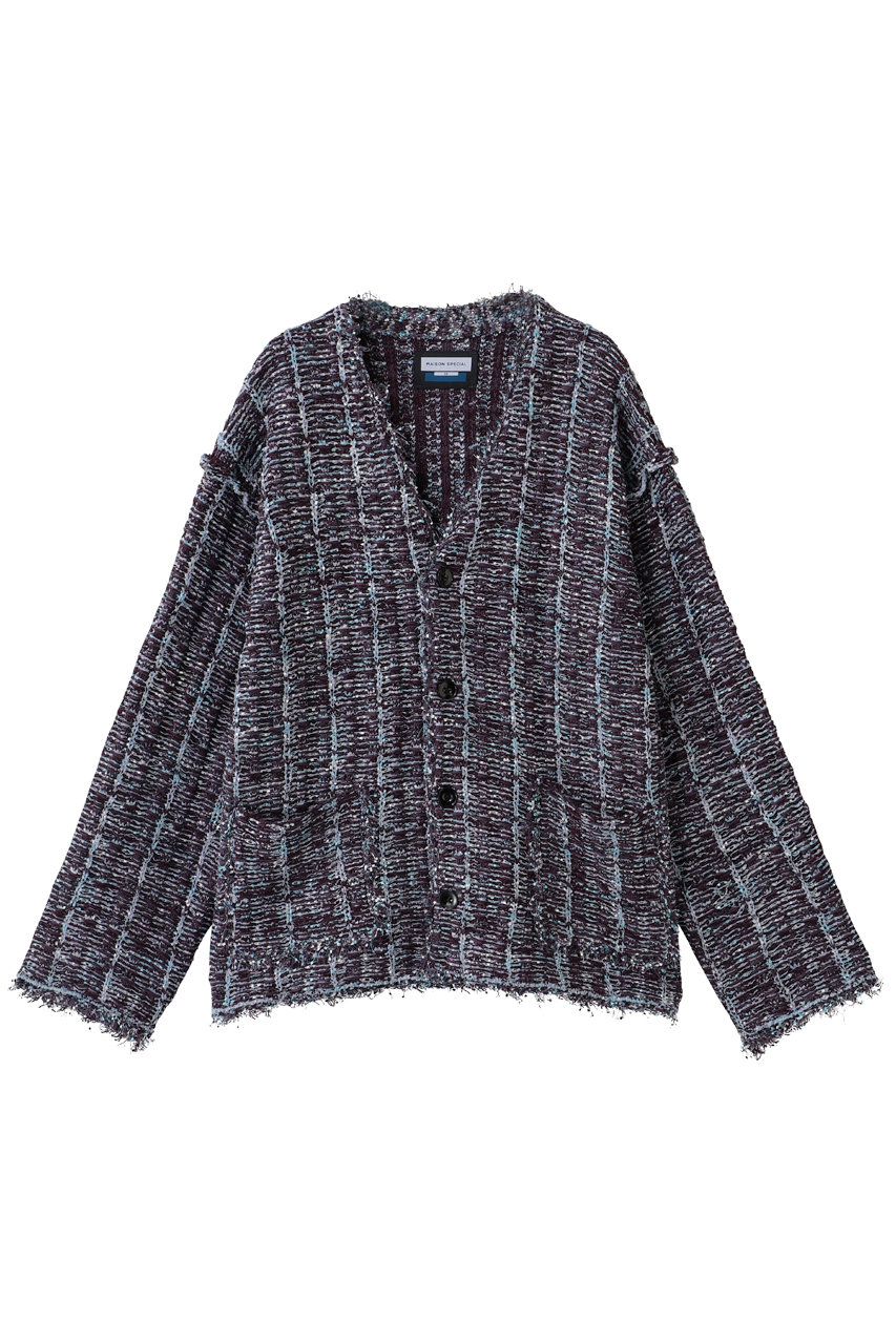 MAISON SPECIAL 【UNISEX】ツイードニットカーデ (BGD(バーガンディー), 0) メゾンスペシャル ELLE SHOP