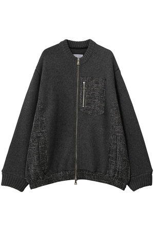 メゾンスペシャル/MAISON SPECIALの【UNISEX】異素材ドッキング クルーネック ニットブルゾン