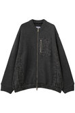 【UNISEX】異素材ドッキング クルーネック ニットブルゾン
