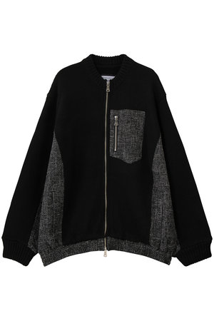 メゾンスペシャル/MAISON SPECIALの【UNISEX】異素材ドッキング クルーネック ニットブルゾン