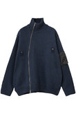 【UNISEX】アシンメトリーフロント MA-1ディテール ドライバーズニット
