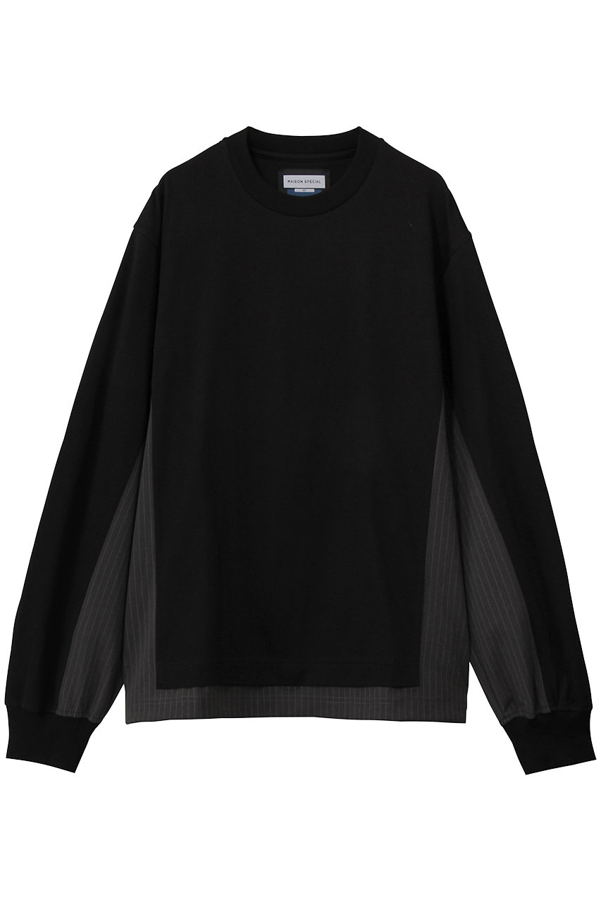 MAISON SPECIAL 【UNISEX】異素材ドッキング コンパクトスムースL/S TEE (BLK(ブラック), 2) メゾンスペシャル ELLE SHOP