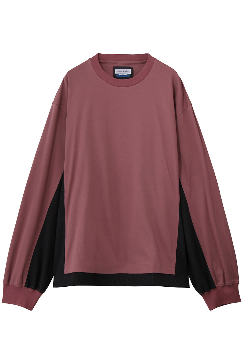 MAISON SPECIAL 【UNISEX】異素材ドッキング コンパクトスムースL/S TEE (PPL(パープル), 1) メゾンスペシャル ELLE SHOP