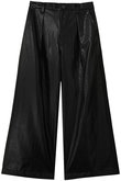 【UNISEX】アーティフィシャルレザーピンタックワイドパンツ