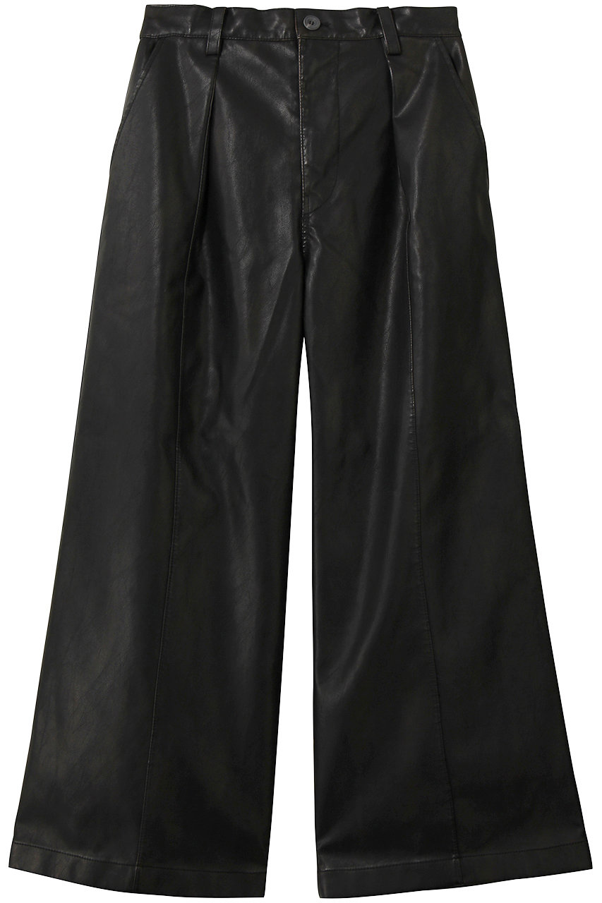 MAISON SPECIAL 【UNISEX】アーティフィシャルレザーピンタックワイドパンツ (D.BRN(ダークブラウン), 2) メゾンスペシャル ELLE SHOP