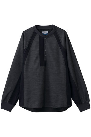 メゾンスペシャル/MAISON SPECIALの【UNISEX】異素材ドッキングW/Tモクロディ ヘンリーネックL/S TEE(110100/110103)
