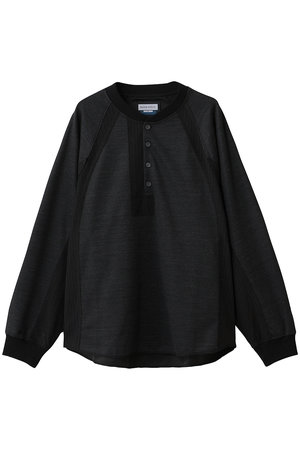 メゾンスペシャル/MAISON SPECIALの【UNISEX】異素材ドッキングW/Tモクロディ ヘンリーネックL/S TEE(110100/110103)