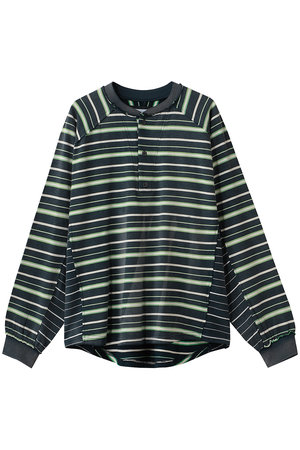 メゾンスペシャル/MAISON SPECIALの【UNISEX】フェードボーダー ドッキングヘンリーネックL/S TEE(110100/110103)