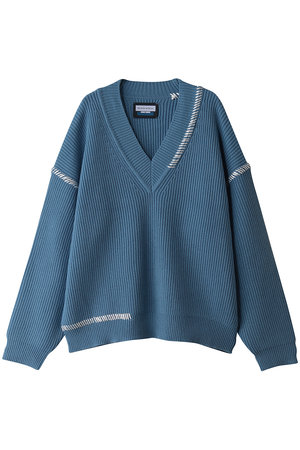 メゾンスペシャル/MAISON SPECIALの【UNISEX】ハンドステッチニット VネックPO