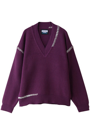 メゾンスペシャル/MAISON SPECIALの【UNISEX】ハンドステッチニット VネックPO(110300/110301)