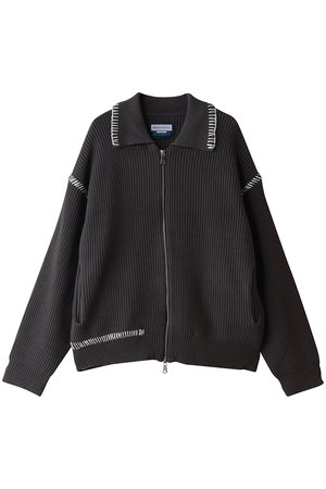 メゾンスペシャル/MAISON SPECIALの【UNISEX】ハンドステッチニット 襟付きZIPカーディガン(110300/110303)